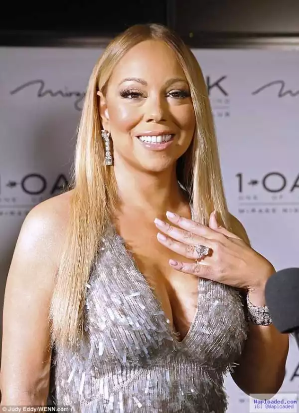 Photos: Singer Mariah Carey Shows Off Her $7m Engagement Ring As She Steps Out In Sexy Dress
